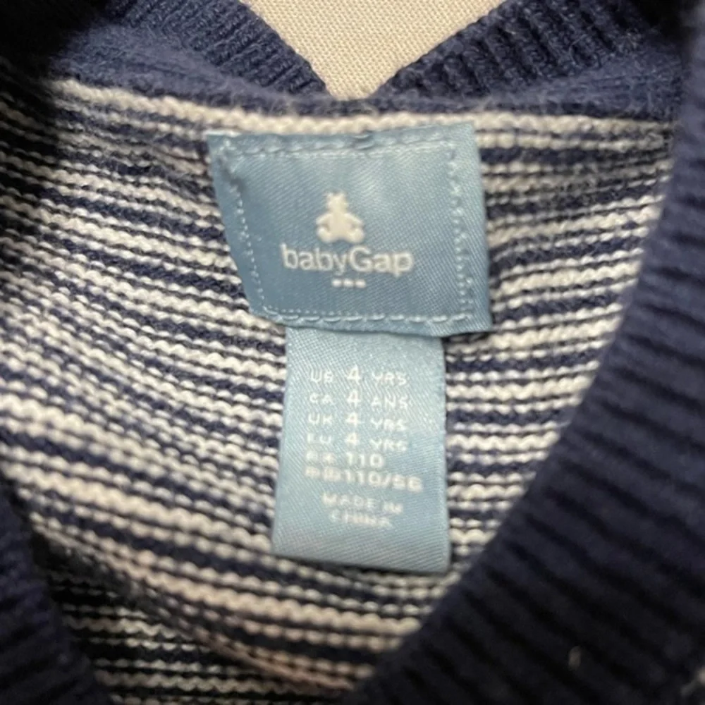 Baby Gap 4 100% cotton‎ navy/white stripe crew neck A line pockets sweater dress